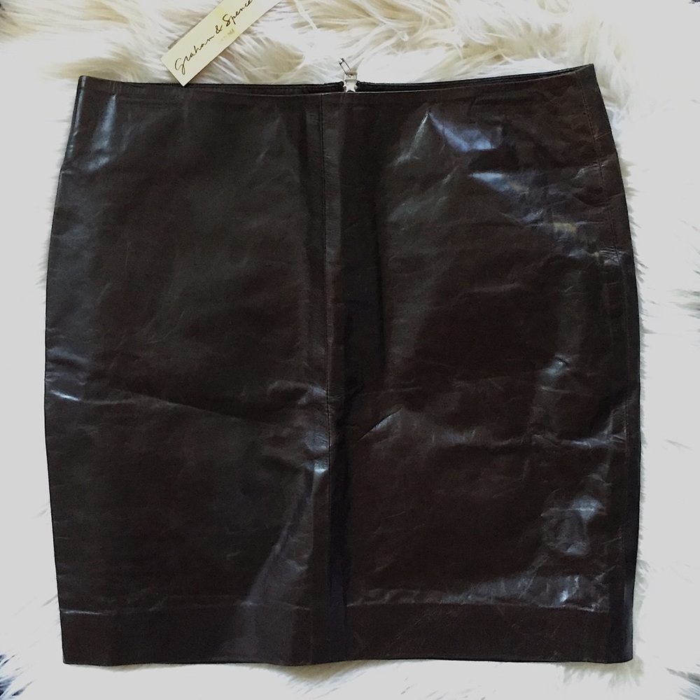 $250 NEW Graham & Spencer leather pencil skirt XS